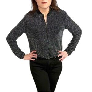H&M Sparkle Bomber Jacket - Silver - Size 4